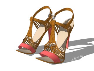 现代女士凉鞋草图大师模型，凉鞋sketchup模型下载