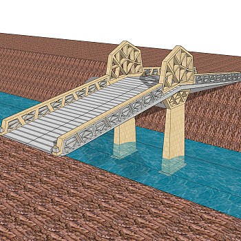 现代桥梁草图大师模型下载，sketchup桥梁su模型分享