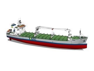 现代的大型货船skb文件，货轮skp模型下载