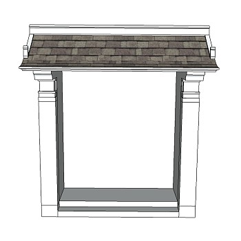 中式大门su模型下载，sketchup入口大门skp模型