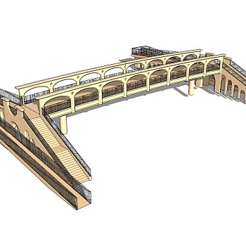 现代人行天桥草图大师模型，人行天桥sketchup模型免费下载