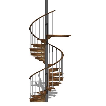 现代实木螺旋楼梯草图大师模型，实木螺旋楼梯sketchup模型免费下载