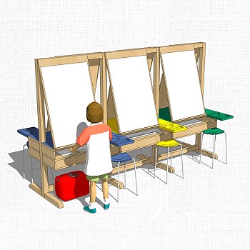 现代儿童桌椅草图大师模型，儿童桌椅su模型下载