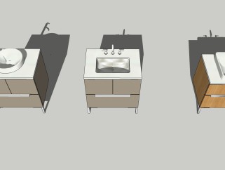 现代洗手台盆组合su模型，洗手台sketchup模型下载