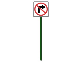 现代禁止右转道路交通标志牌su模型下载、禁止右转道路交通标志牌草图大师模型下载