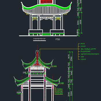 园林景观亭子CAD施工图，亭子CAD建筑图纸下载