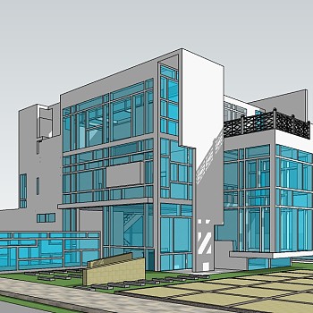 现代独栋别墅su模型免费下载，sketchup别墅草图大师模型