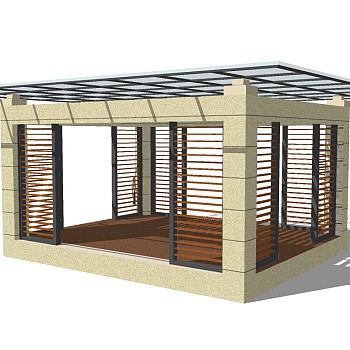 现代景观廊亭草图大师模型，景观廊亭sketchup模型下载