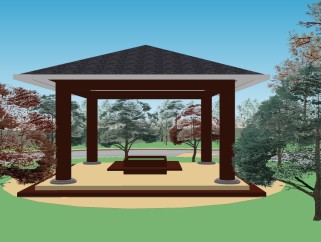 中式公园景观草图大师模型，公园sketchup模型下载