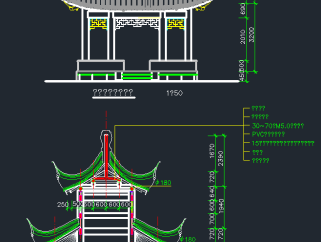 精品园林重檐亭CAD模板，重檐亭CAD建筑图纸下载
