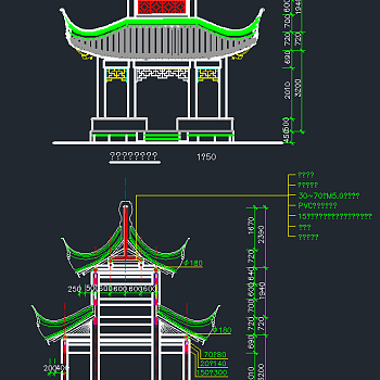 精品园林重檐亭CAD模板，重檐亭CAD建筑图纸下载