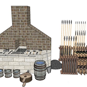 冷兵器炼器坊skp文件下载，冷兵器草图大师模型分享