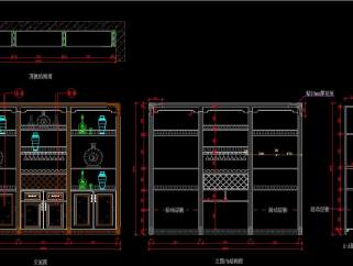 原创酒柜cad图库，酒柜全套CAD素材施工图下载