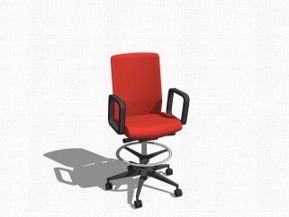现代红色简约办公椅草图大师模型，办公椅skp模型下载