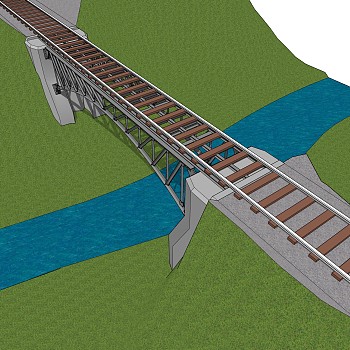 铁路桥草图大师模型设计下载，sketchup铁路桥su模型分享