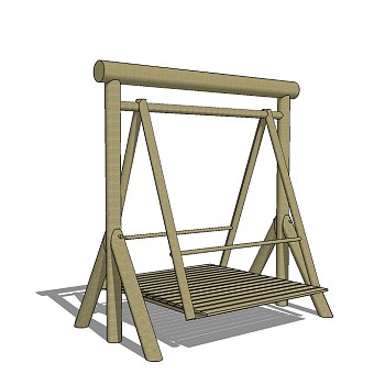 现代木质秋千su模型下载、秋千草图大师模型下载