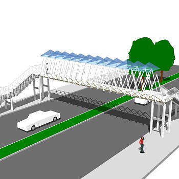 现代人行天桥草图大师模型，人行天桥sketchup模型免费下载