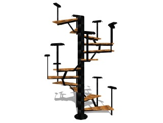现代钢结构螺旋楼梯草图大师模型，钢结构螺旋楼梯sketchup模型免费下载