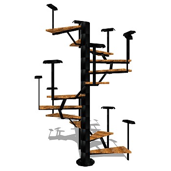 现代钢结构螺旋楼梯草图大师模型，钢结构螺旋楼梯sketchup模型免费下载