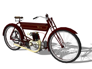 欧式复古自行车su模型，自行车skp模型，自行车草图大师素材下载
