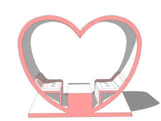 现代婚礼心形座椅草图大师模型，婚礼su模型下载