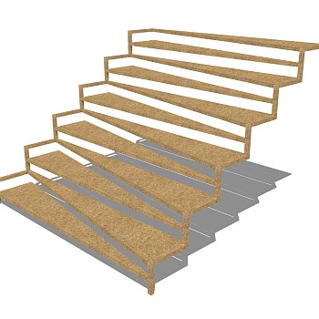 现代实木单跑楼梯草图大师模型，实木单跑楼梯sketchup模型免费下载