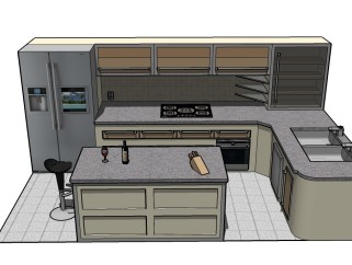现代小型厨房草图大师模型，厨房sketchup模型下载