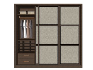 中式衣柜组合草图大师模型，衣柜sketchup模型下载