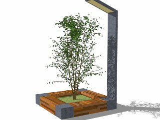 现代树池公用椅草图大师模型，户外椅sketchup模型下载