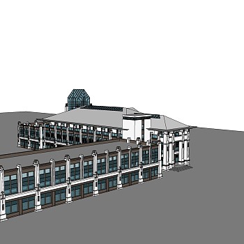 中式休闲建筑会所模型，sketchup模型免费下载