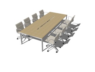 现代会议桌椅组合草图大师模型，会议桌椅sketchup模型
