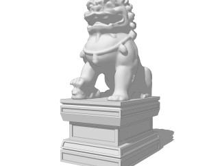 新中式石狮子雕刻草图大师模型，雕塑sketchup模型下载