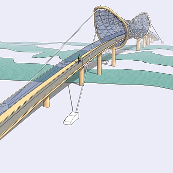 现代桥梁草图大师模型下载，sketchup桥梁su模型分享