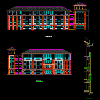 现代小学规划建筑施工图，教学楼CAD施工图纸下载