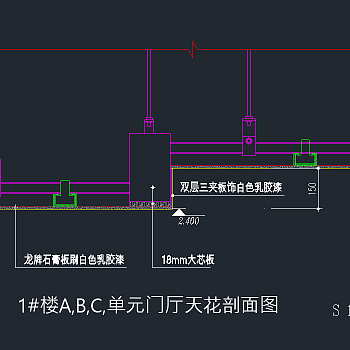 石膏板全套详细的CAD图库，石膏板CAD施工图纸下载