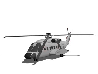 现代直升机免费su模型，直升机skp模型下载