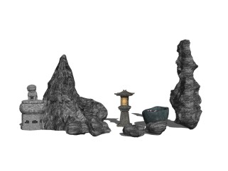 中式景观石草图大师模型，景观石sketchup模型免费下载