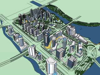 现代城市规划设计免费su模型下载、城市规划设计免费草图大师模型下载