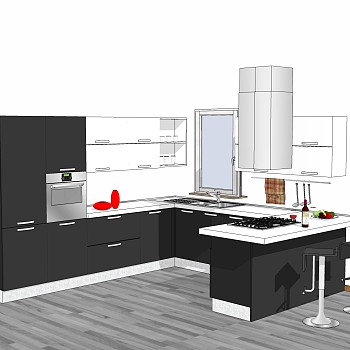 现代厨房柜免费su模型，厨房柜skb文件下载