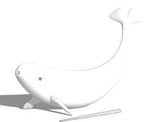 一角鲸鱼雕塑su模型,摆件草图大师模型下载