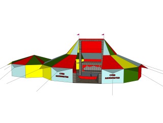 现代简约户外帐篷skp模型，帐篷su模型下载