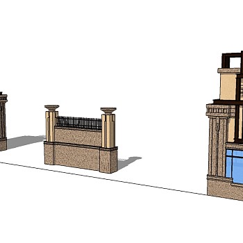 欧式入口大门草图大师模型下载，入口大门SU模型分享