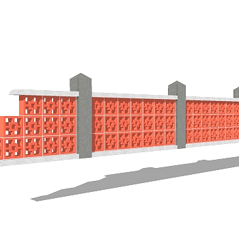 现代简约景观墙围墙草图大师模型，简约景观墙围墙sketchup模型下载
