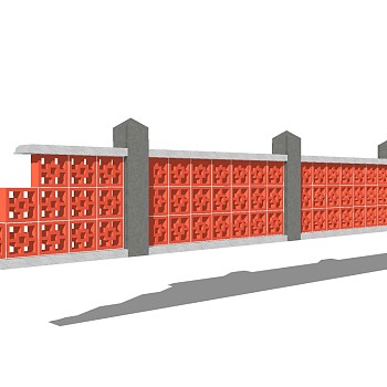 现代简约景观墙围墙草图大师模型，简约景观墙围墙sketchup模型下载
