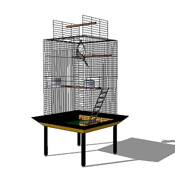 现代鸟笼组合草图大师模型，鸟笼sketchup模型下载