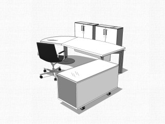 现代白色老板桌草图大师模型，老板桌sketchp模型下载