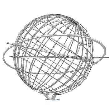 不锈钢地球雕塑su模型,摆件草图大师模型下载
