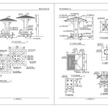 景观亭cad施工详图免费下载