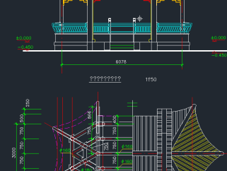 园林六角亭CAD素材，六角亭CAD建筑图纸下载