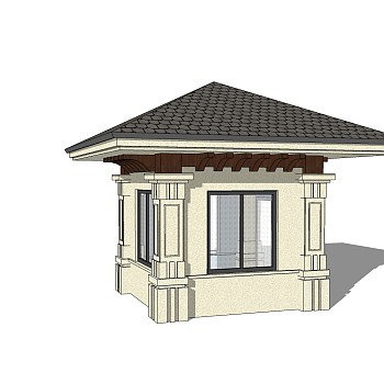 门卫亭草图大师模型， 门卫亭sketchup模型下载